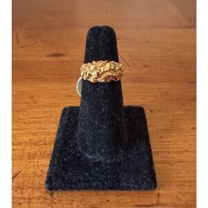 Vintage Men’s 18K HGE Nugget Ring Textured Gold Design Size 9 USA Naturalistic
